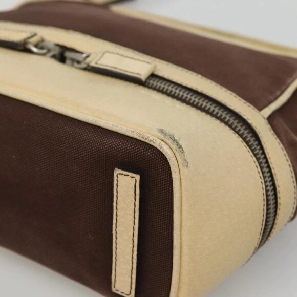 PRADA Shoulder Bag Canvas Leather Brown Silver Auth bs26588 - Picture 3 of 16